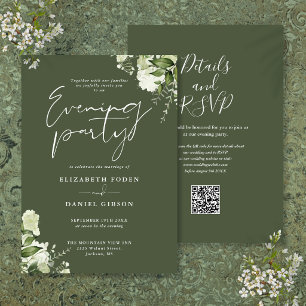 Convite Código QR de Verdor Verde Oliva Casamento Festa No