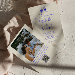 Convite Código QR Desenhado à Mão Foto Excêntrica Casament