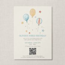 Código QR Diversão Mágica Balão Vintage Aniversári