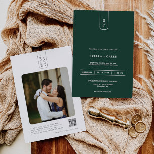 Convite Código QR do Arco Geométrico Moderno Emerald Verde