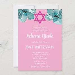 Convite Código QR do Bat Mitzvah Rosa