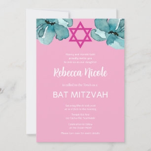 Convite Código QR do Bat Mitzvah Rosa
