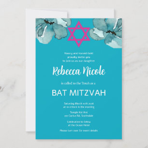 Convite Código QR do Bat Mitzvah Rosa