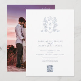 Convite Código QR do casamento branco prateado da copa mon