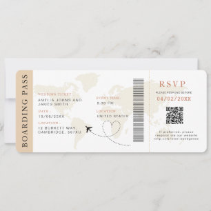 Convite Código QR do casamento de destino de embarque neut