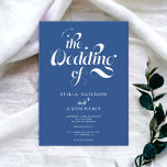 Convite Código Qr do casamento do script azul branco da fo<br><div class="desc">Quando retro encontra o toque moderno. Um convite para casamento com guiões brancas e azuis com uma caligrafia clássica e elegante retrô vintage em branco elegante clássico e azul. Adicione sua foto de casal no verso ( ou exclua-a se você não quiser fotos) e adicione seu código QR para rsvp,...</div>