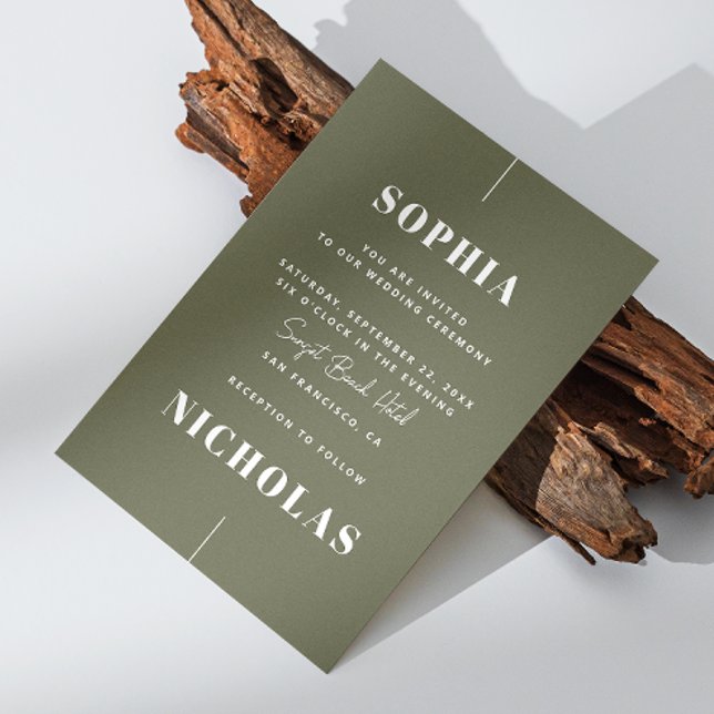 Convite Código QR do casamento minimalista Elegante verde- (Criador carregado)