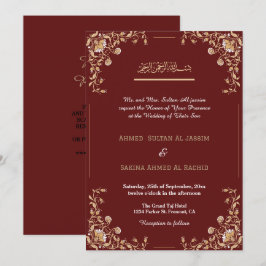 Convite Código qr do Casamento Muçulmano Islâmico Dourado 