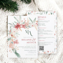 Código QR do Casamento no inverno Floral Elegante