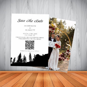 Convite Código QR do Casamento no Pine Tree Mountain Save 
