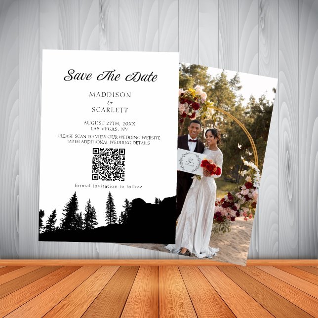 Convite Código QR do Casamento no Pine Tree Mountain Save  (Criador carregado)