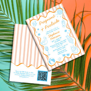 Convite Código QR do Chá de Bebê de Verão Grávida & à Beir