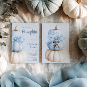 Convite Código QR do Chá de fraldas Pequeno Pumpkin Arco A