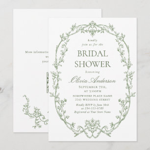 Convite Código QR do Chá de panela Verde do Ornamentado Vi