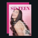 Convite Código QR do Cobrir da Revista Teen Doce Dezesseis<br><div class="desc">Cobrir da Revista Teen Código QR Doce 16 Convite de Aniversário</div>