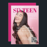 Convite Código QR do Cobrir da Revista Teen Doce Dezesseis<br><div class="desc">Cobrir da Revista Teen Código QR Doce 16 Convite de Aniversário</div>
