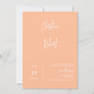 Convite Código QR do Código de Foto de Casamento de Peach
