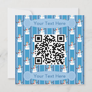 Convite Código QR do Detetive Boneco de Neve Azul Divertid
