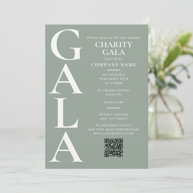 Convite Código QR do Evento de Gala de Captação de Recurso (Em pé/Frente)