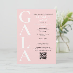 Convite Código QR do Evento de Gala de Caridade Cor-de-Ros