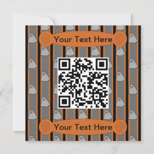 Convite Código QR do Fantasma Fantasma do Halloween e Rico