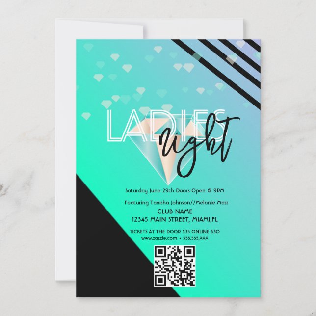 Convite Código QR do Flyer do Bar do Clube Bright Ladies N (Frente)