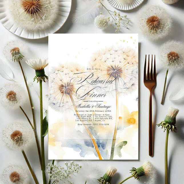 Convite Código QR do Janto de Ensaio de Casamento de Dande (Dandelion Wedding Rehearsal Dinner QR Code Invitation)