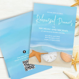 Convite Código QR do Janto de ensaio de praia com aquarela