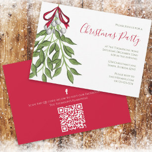 Convite Código QR do Mistletodo Natal Greenery
