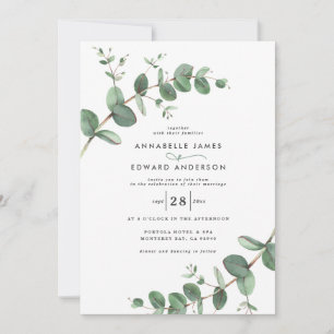 Convite Código QR do orçamento Aquarela Eucalyptus botânic