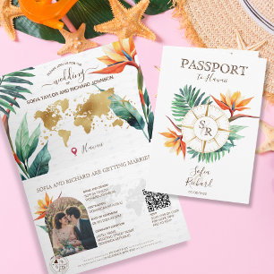 Convite Código QR do Passaporte de Casamento de Destino de