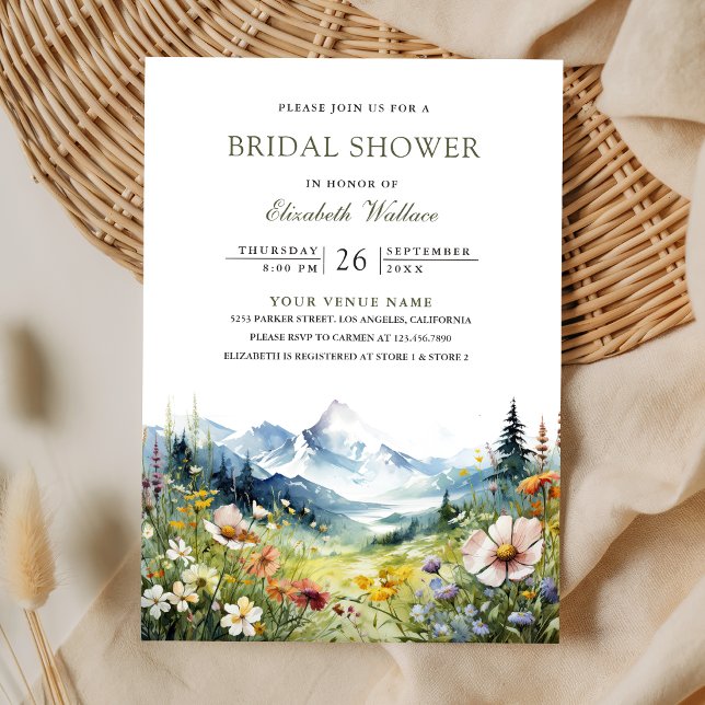 Convite Código QR do Prado da Montanha de Flores Silvestre (Criador carregado)