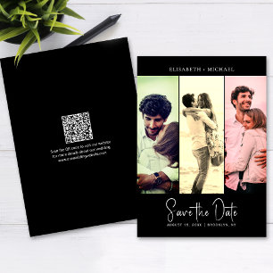 Convite Código QR do Retro Preto de Foto Mínimo Salvar a D