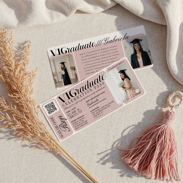 Convite Código QR do Tíquete de Evento de Festa de formatu (Modern Photo Graduation Party Event Ticket QR Code Invitation)
