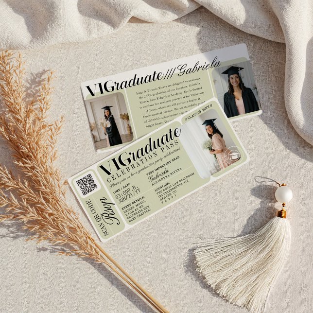 Convite Código QR do Tíquete de Evento de Festa de formatu (Modern Photo Graduation Party Event Ticket QR Code Invitation)