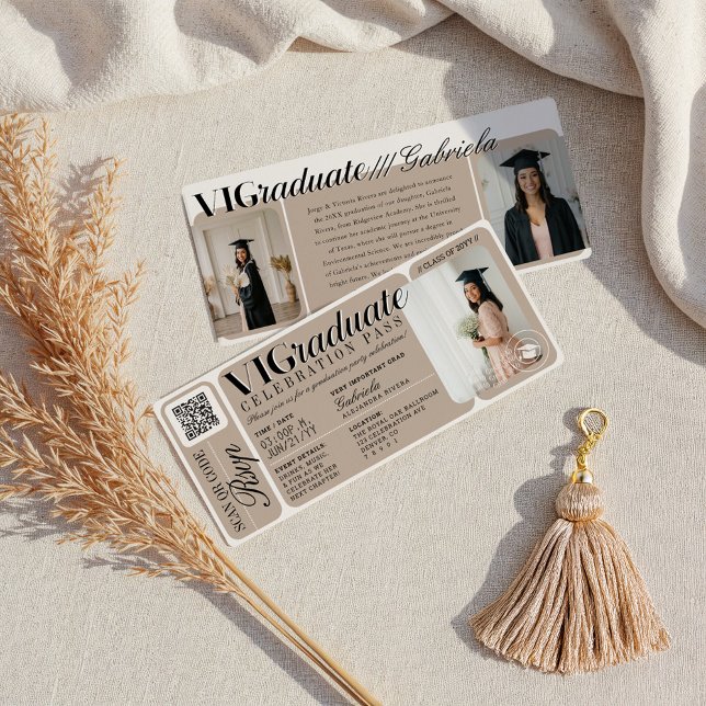 Convite Código QR do Tíquete de Evento de Festa de formatu (Modern Photo Graduation Party Event Ticket QR Code Invitation)