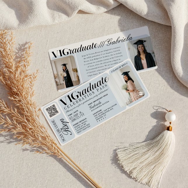 Convite Código QR do Tíquete de Evento de Festa de formatu (Modern Photo Graduation Party Event Ticket QR Code Invitation)