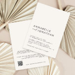 Convite Código QR dos Detalhes de Casamento Mínimo Moderno<br><div class="desc">Um casamento simples e elegante moderno,  detalhes e convite por código QR. Uma coleção moderna.</div>