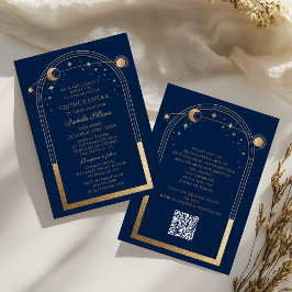 Convite Código QR Dourado Celestial Quinceañera