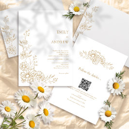 Convite Código QR Dourado Jardim Botânico Tudo Em Uma Noiv