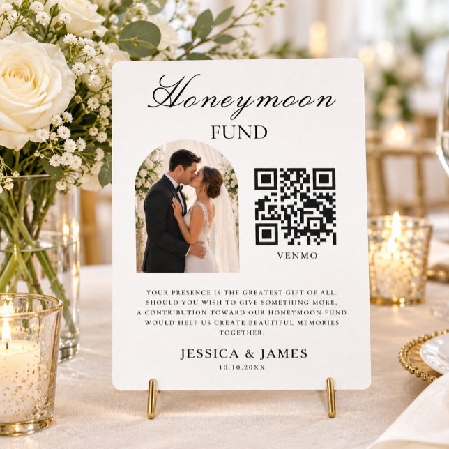 Convite Código QR e Foto do Fundo de Lua de Mel Casamento  (Criador carregado)