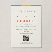Código QR É Uma Festa Aniversário Colorido Infanti