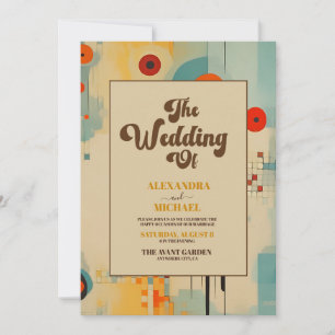Convite Código QR Elegante Floral Casamento Meados do Sécu