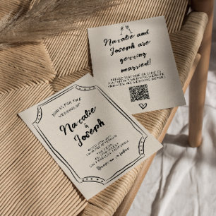 Convite Código QR Escrivação Escrita Manuscrita Unique Cas