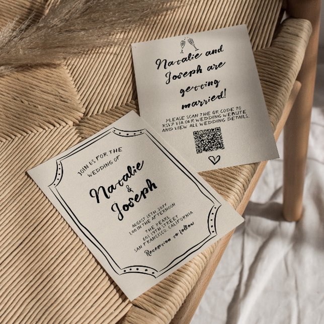 Convite Código QR Escrivação Escrita Manuscrita Unique Cas (Criador carregado)