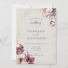 Convite Código QR Flor de Ameixa Empoeirada para Casamento