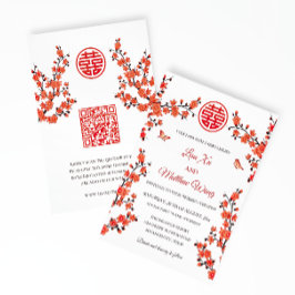 Convite Código QR | Flor de Sangue | Casamento Chinês