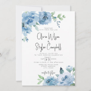 Convite Código QR Floral de Boho Azul Claro Tudo em Um Cas