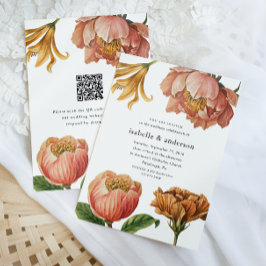 Convite Código QR Floral de Chic Rustic Código Rsvp Casame