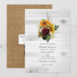Convite Código QR Floral de Outono Rústico para RSVP Casam
